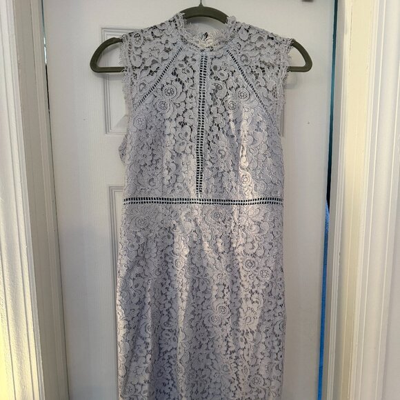 Women's Powder Blue Lace Sleeveless Bardot Nordstrom Dress - Size 6/S - Picture 2 of 5